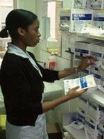 A nurse checking supplies