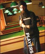 pool hall and player