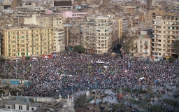 Overlooking the demonstrators in Tahrir Square