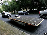Solar car in Swedish traffic