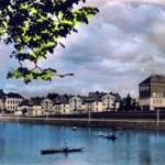 A view of Politschka, showing Masaryk College on extreme right and the boating lake.