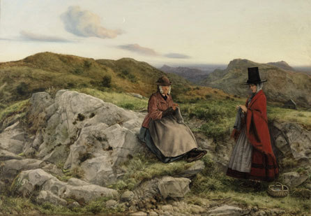 Photograph of William Dyce's Welsh Landscape with Two Women Knitting, 1860 © Amgueddfa Cymru - National Museum Wales.