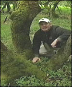 Mike next to a coppiced tree