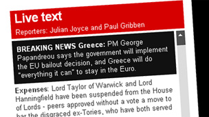 Screenshot of live event page