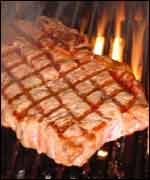 A sizzling steak 