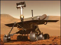 Representação artística do Spirit em Marte