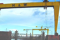 the imposing yellow cranes of H&W