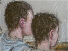 Court drawings of the two attackers