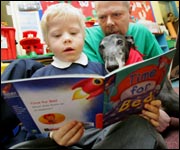 Tony, Scotts and a young man reading.