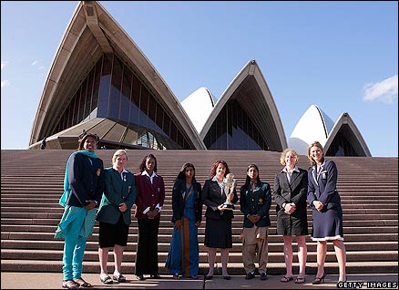 The captains pose with the trophy
