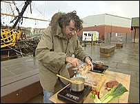 Richard Fox cooking in Whitby