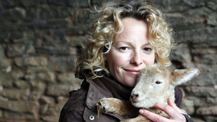 The stars of Lambing Live – Kate Humble and friend