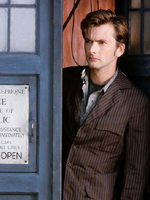 David Tennant (The Doctor) and the TARDIS