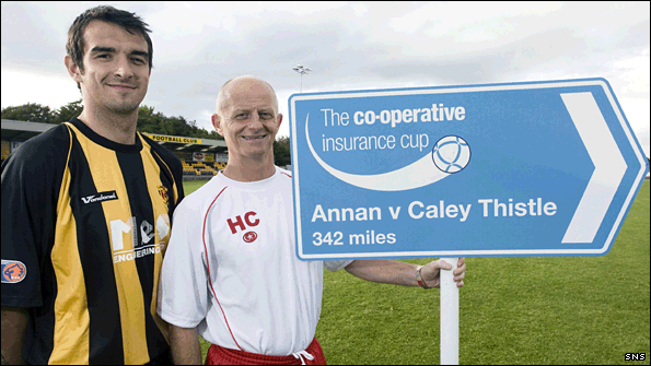 Annan Captain Kevin Neilson with manager Harry Cairney