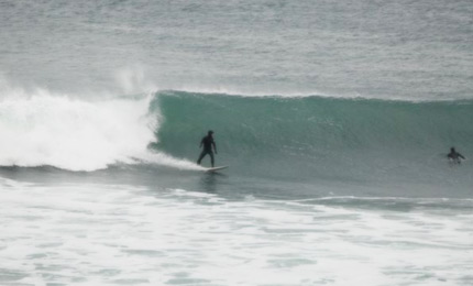 Brian gets some cold sunny action. Good left. Pic Hugh Feb 07