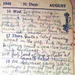 Diary entry for 16th August 1944, my 21st Birthday, celebrated in Egypt