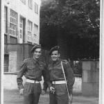 David Wrightwith his friend outside the Div Battle School in Dusseldorf after the war was over, 1946