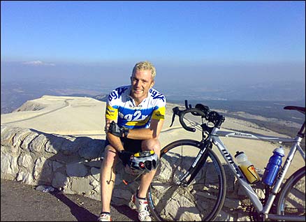 Tom at the summit of Mount Ventoux