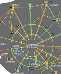 Road pricing map in Greater Manchester