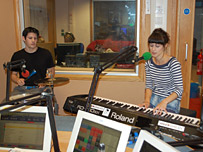 Siblings Jo and George in the studio