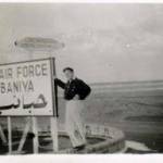 Signpost at RAF Habbaniya, Iraq just a few thousand miles from London