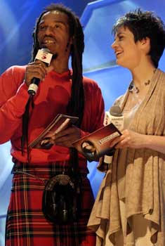 Award hosts, Benjamin Zephaniah and Mary Ann Kennedy
