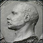 Detail from the Captain Webb memorial in Dawley