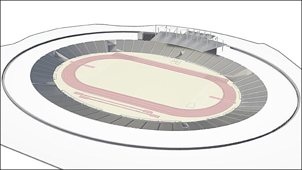 Image of the Olympic Stadium if the original legacy plan went ahead