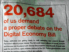 Newspaper advert re Digital Economy Bill