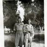 3rd The King’s Own Hussars,Bert just going on guard and Ronald Hornsey outside the billet at Sarafand May 1946