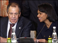 رایس و لاوروف وزیران خارجه آمریکا و روسیه