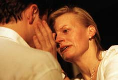 Diana (Anastasia Hille) and Don (Dominic Rowan) in the Royal Court Theatre's production of Forty Winks. Photographer: Neil Libbert