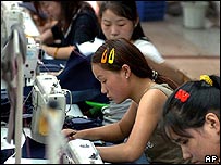 Çin'de bir tekstil fabrikası