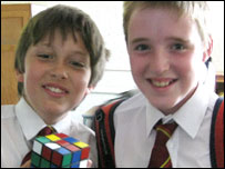 School pupils with a Rubik's Cube