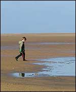 The beach is often deserted.