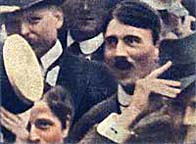 Picture showing Hitler standing among crowd in the Odeonsplatz, 1914