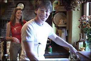 Nicola and Russ in their kitchen