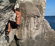 Climber on Swanage Cliffs