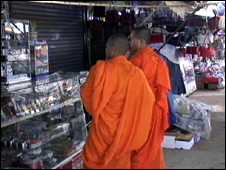 Monks in Lao market