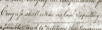 Section of the US Bill of Rights reading 'Congress shall make no law respecting...'