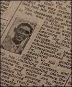 Newspaper report of George's death