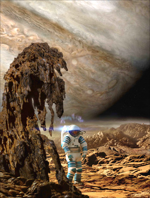 Artist's impression of future human exploration at Jupiter 