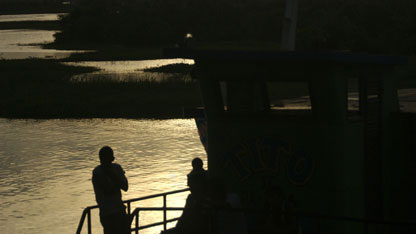The crew on the Amazon river