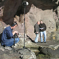 Recording parts of the new work in the Faroes - photo Alan Brockie.
