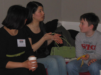 The cast on the set.