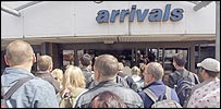 Arrivals at Luton airport