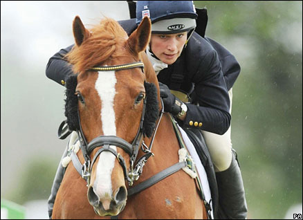 Zara Phillips riding Red Baron during a show jumping stage at the Withington Manor Horse Trials