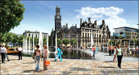 Bradford City Park - artist's impression of the mirror pool