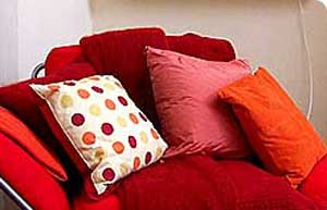 Brightly coloured cushions