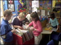 Primary school children reading